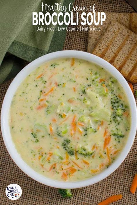 This dairy-free healthy broccoli soup is for guilt-free eating. It is prepared using all healthy and clean ingredients. A bowl of this warm soup is perfect for light lunch or dinner. | #watchwhatueat #healthysoup #broccoli #soup #vegan Healthy Broccoli Soup, Cream Of Carrot Soup, Soup Recipes Healthy Low Calories, Broccoli Soup Healthy, Wild Rose Detox Recipes, Veggie Pasta Salad, Low Calorie Vegetables, Creamy Broccoli Soup, Healthy Broccoli