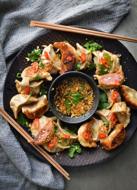 Pork Shiitake Gyoza - (Delicious) Well Nourished Freezable Meals, Dumpling Wrappers, Savory Snacks, Soy Free, Tray Bakes, Meal Planning, Food To Make, Stuffed Mushrooms, I Love