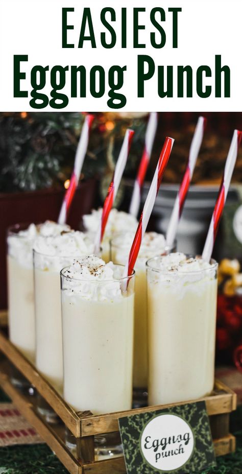 Egg Nog Punch Bowl, Eggnog Punch With Alcohol, Eggnog Drinks Nonalcoholic, Eggnog Punch, Christmas Party Punch, Party Punch Recipe, Party Punches, Eggnog Recipes, Eggnog Cocktail