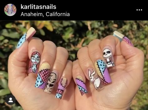 Nightmare Before Christmas Fake Nails, Sally Nightmare Before Christmas Nail Art, Nightmare Before Christmas Nails￼, Sally Skellington Nails, Zero Nails Nightmare Before Christmas, Sally And Jack Nails, Sally Nails Halloween, Sally Nails Nightmare Before Christmas, Jack Skellington Nails Acrylic