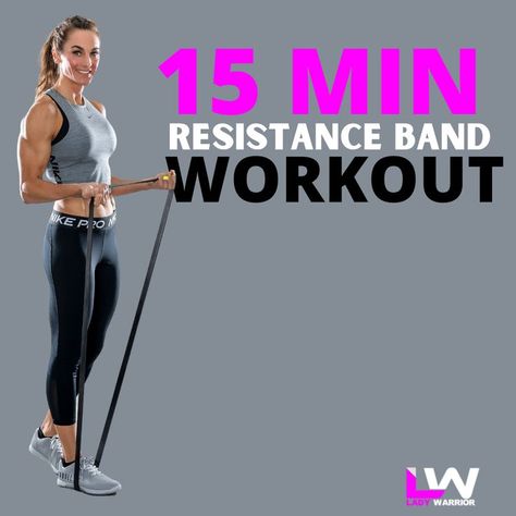 15 Minute Workouts (with resistance bands) - Lady Warrior Only have 15 minutes and want to burn some calories, these resistance band workouts will be perfect for home, vacations or short on time. https://ladywarrior.com/15-minute-workout-with-resistance-bands/ Resistance Band Training Workouts, Strength Training For Beginners At Home Resistance Bands, How To Use Exercise Bands, Easy Band Workouts, 15 Minute Resistance Band Workout, Resistance Tube Workout For Beginners, Resistance Bands Workouts For Women, Core Workout Resistance Bands, Elastic Band Workout For Arms