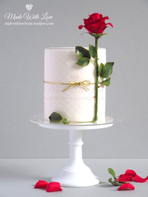 Rose Stem Valentine Cake - Cake by Pamela McCaffrey Rodjendanske Torte, A Single Rose, Beautiful Cake Designs, Elegant Birthday Cakes, Cake Decorating Frosting, Simple Cake, Valentines Day Cakes, Valentine Cake, Cake Decorating Designs