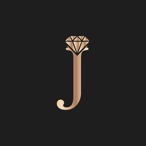 Golden Letter Luxury J with Diamond Symbol. Premium Diamond Logo Design Inspiration Luxury Jewelry Brand Logos, Diamond Logo Design, Glamour Logo, Jewelry Logo Ideas, Logo Diamond, Jewel Logo, Falcon Logo, Diamond Symbol, Jewelry Logo Design