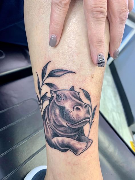 Cute Hippo Tattoo, Hippopotamus Tattoo, Hippo Tattoo, Cute Hippo, Hippopotamus, Tattoo Inspo, Body Mods, Skull Tattoo, Tattoos For Women