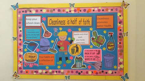 Health And Cleanliness Poster, Cleanliness Chart For School, Cleanliness Poster Ideas For School, Health And Cleanliness Project, Cleanliness Poster Ideas For Kids, Cleanliness Poster Ideas, Quran Rules, Easy Cute Drawings, Notice Board Decoration