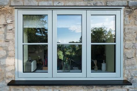 Flush Windows, Cottage Doors, Blue Windows, Cottage Windows, Kerb Appeal, Glazed Windows, Aluminium Windows And Doors, House Redesign, Timber Windows