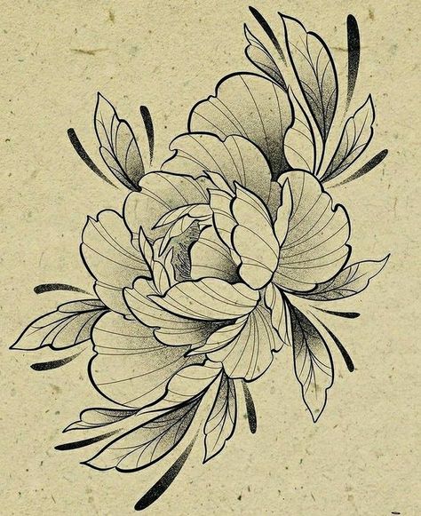 Peony Traditional Tattoo, Peony Tattoo Design, Traditional Peony, Peony Flower Tattoos, Peony Drawing, Wrist Tattoo Designs, Japanese Flower Tattoo, Traditional Tattoo Designs, Chrysanthemum Tattoo