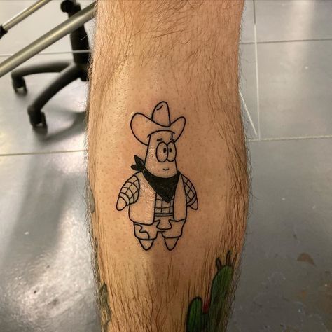 Spongebob Tattoo, Cowboy Tattoos, Army Tattoos, Tattoo Cover, Omerta Tattoo, 4 Tattoo, Weird Tattoos, Spooky Tattoos, Small Tattoos For Guys