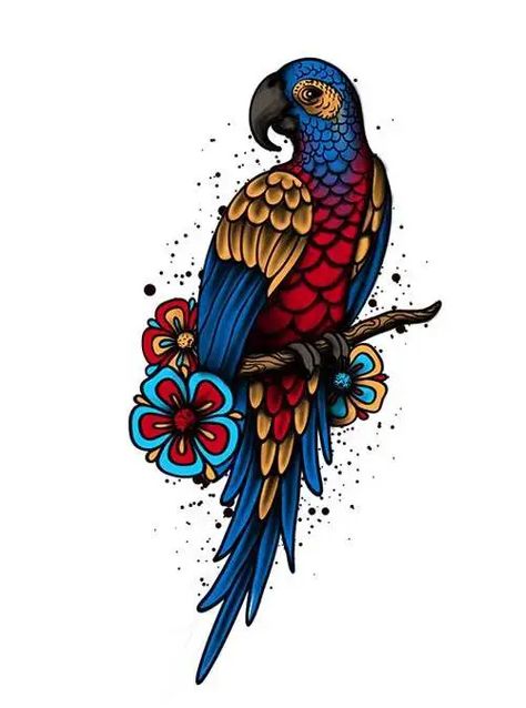 112 Best Parrot Tattoo Designs & Meaning - Tattoo Twist Pirate Bird Tattoo, Parrothead Tattoo, Pirate Parrot Tattoo, Merman Tattoo, Claw Tattoo, Parrot Tattoo, 2023 Tattoo, Seashell Tattoos, Native American Totem