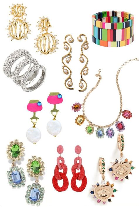 statement jewelry Susan Alexandra, Roxanne Assoulin, Mignonne Gavigan, Lele Sadoughi, Fun Jewelry, Colorful Jewelry, Trends 2022, Jewelry Trends, Statement Jewelry