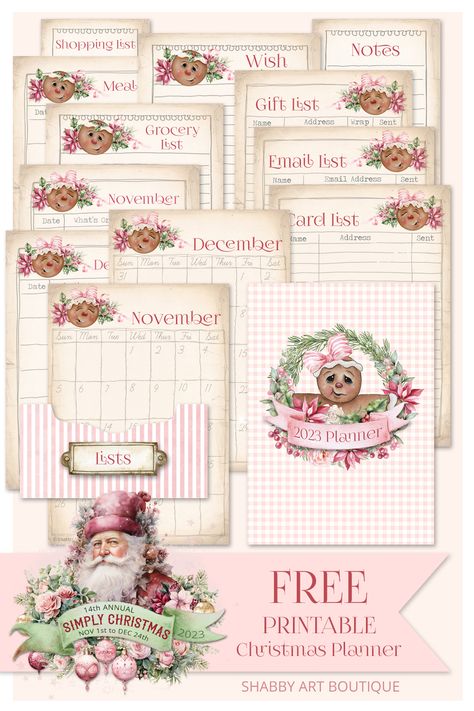 Christian Christmas Printables, Free Printable Christmas Planner, Free Christmas Printables Vintage, Christmas Planner Printables, Free Christian Printables, 1st Of November, Printable Christmas Planner, Journal Printables Free, Shabby Art Boutique