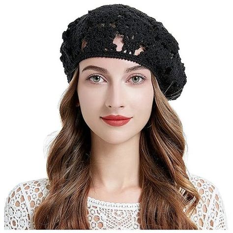 Women Cotton Slouchy Crochet Beret Floral Black Hats For Bad Hair Days, Floral Beanie, Crochet Beret, Vintage Floral Pattern, Bad Hair Day, Bad Hair, Skull Cap, Floral Patterns, Beanie Hat