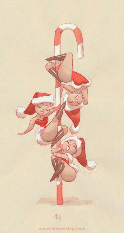 pole dance christmas! Pole Art, Illustration Noel, Aerial Arts, Deviant Art, Christmas Illustration, Pin Up Art, Pole Dance, Candy Canes, Pole Dancing