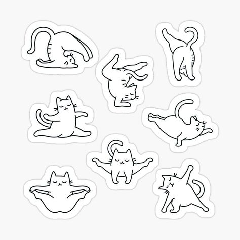 Yoga cats sticker pack #catlove #catyoga #catstretch #cat #cats Cat Doing Yoga Drawing, Yoga Cat Tattoo, Yoga Cat Drawing, Yoga Cat Illustration, Yoga Doodles, Funny Cat Tattoo, Space Gadgets, Yoga Animals, Yoga Icon