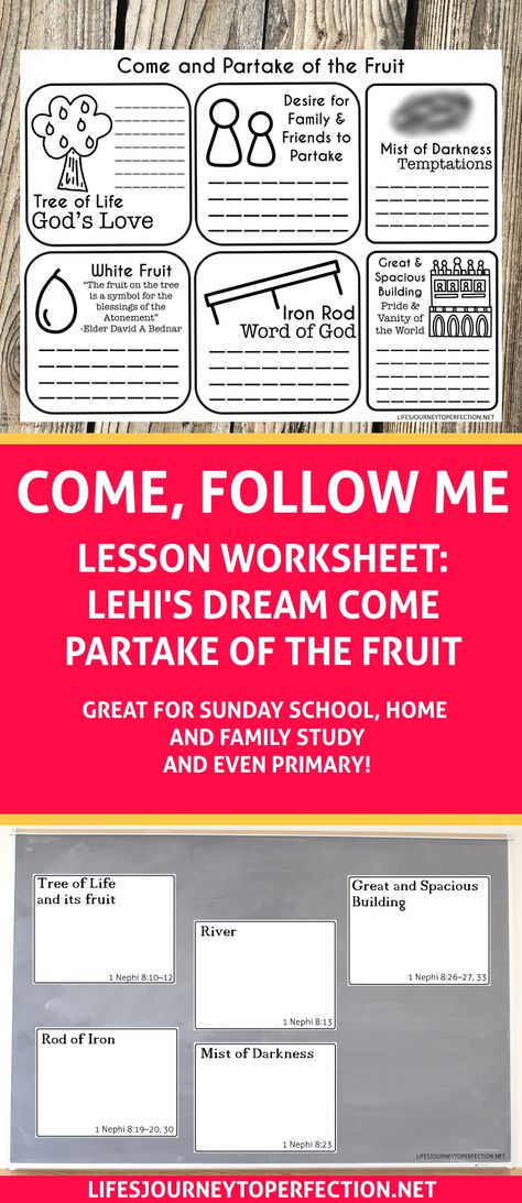 Life's Journey To Perfection: Come, Follow Me Lesson Worksheet: Lehi's Dream Come and Partake of the Fruit of the Tree of Life Lds Tree Of Life Activity, Tree Of Life Lesson Lds, Tree Of Life Activity, Lehi Dream Tree Of Life, Lehi's Dream Activity Tree Of Life, Lds Tree Of Life, Lehis Dream Activity, Lehis Dream, Book Of Mormon Scriptures