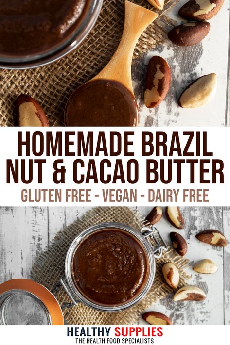 Easy homemade brazil nut butter. Delicious, healthy spread. Sweet, chocolatey & smooth. Great addition to ice creams or desserts. Butter At Home, Nut Butter Recipes, Healthy Crisps, Brazil Nut, Cacao Butter, Brazil Nuts, Dried Bananas, Nut Recipes, Dried Blueberries