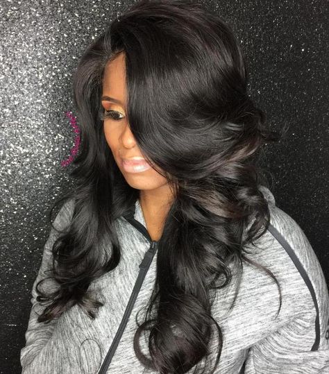 Black Long Sew In Hairstyle Long Sew In, Black Extensions, Sewin Weave, Curly Hair Sew In, Long Weave Hairstyles, Sew In Hairstyles, Curly Hair Extensions, Types Of Curls, Trending Hairstyles