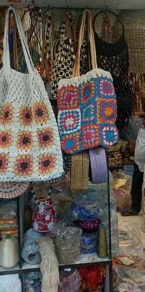 found these stunning bags hanging outside a store in Chandani Chowk <3 just the beauty of old/purani Dilli #delhi #chandanichowk #crochet #crochetbags #june'23 Chandani Chowk Delhi, Purani Delhi, Chandani Chowk, Old Delhi, 2023 Vision, Crochet Bags, Fake Story, Story Ideas, Ig Story