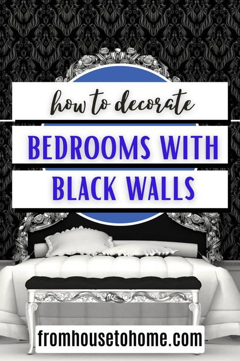 14 Tips For Decorating With Black Bedroom Walls | Decorating Ideas For The Home Black Bedroom Walls, Boho Glam Bedroom, Decorating With Black, Black Bedroom Ideas, Black Walls Bedroom, Dramatic Bedroom, Black Room Decor, Painted Ceilings, Black Bedroom Design