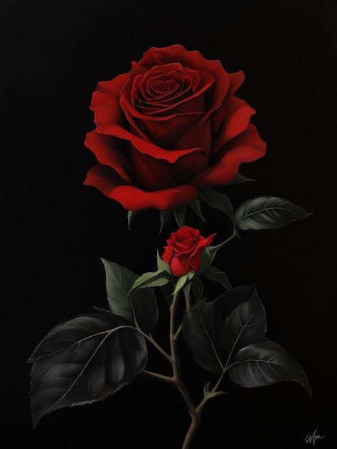 Rose 🌹 Black Background Painting, Wallpaper Rosa, Rose Flower Photos, Arte Aesthetic, Glitter Phone Wallpaper, Painting The Roses Red, Black Canvas Paintings, Fairy Wallpaper, Rose Flower Pictures