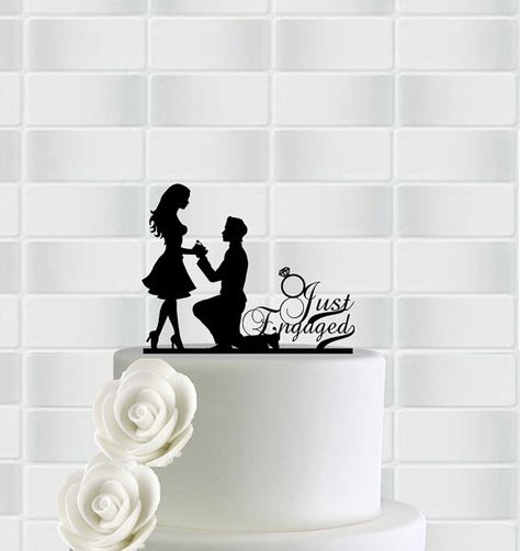 Just Engaged Cake, Engagement Cake Topper Printable, Engagement Cake Toppers Unique, Engaged Cake Topper, Just Engaged Cake Topper, Winter Engagement Party, Engaged Pictures, Engagement Cake Toppers, Framed Photo Collage