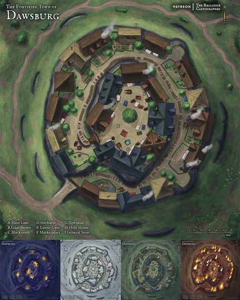 George Mason on Instagram: “May I present the town of Dawsburg, a fortified town in the wilds of Thralia. Thanks to the support of my awesome Patrons I am able to…” Inkarnate Maps Town, D&d Town Map, Fantasy Town Map, Dnd Maps Town, Dnd Town Map, Pathfinder Maps, Fantasy City Map, Village Map, Dnd World Map