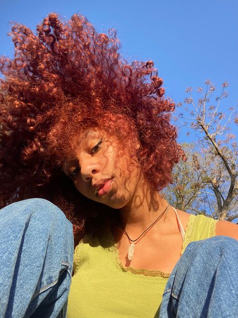 Hair Styles Red, Short African Hairstyles, Headwrap Hairstyles, Dyed Curly Hair, Red Curly Hair, Hair Streaks, Dyed Hair Inspiration, Colored Curly Hair, Dyed Natural Hair