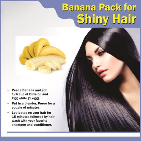 Home Remedies of Banana for Shiny Hair #haircare #remedies #banana Remedies For Shiny Hair, Shiny Hair Remedies, For Shiny Hair, Grow Black Hair, Healthy Shiny Hair, Natural Hair Mask, Hair Secrets, Hair Remedies For Growth, Hair Pack