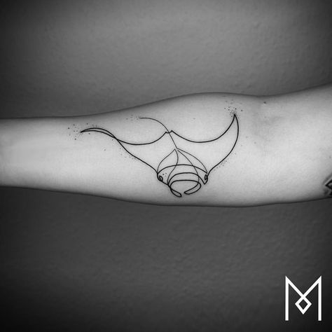 #moganji #singleline Manta Ray Tattoo, Stingray Tattoo, Mo Ganji, Line Art Tattoo, Ray Tattoo, Mastectomy Tattoo, Dove Tattoos, Skull Stencil, Small Forearm Tattoos