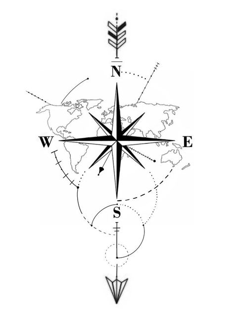 Rose Des Vents Tattoo, Compass Back Tattoo, Map Compass Tattoo, Tatto Clock, Tattoo Drawings Sketches, Geometric Compass Tattoo, Nautical Compass Tattoo, Compass And Map Tattoo, Sketches Cute