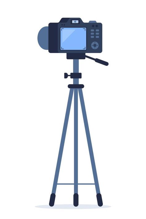 Camera on tripod with back side screen view. Vector illustration. Pink Floyd Pompeii, Camera On Tripod, Portfolio Reference, Camera Vector, Camera Cartoon, Camera Illustration, Illusions Art, Student Picture, Camera Drawing