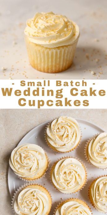 Small Batch Almond Cupcakes, Small Wedding Cake Recipe, Easy Wedding Cupcakes, Small Batch Cupcakes From Scratch, Cupcake Recipes Small Batch, Small Batch Cakes, Almond Cupcake Recipes, Wedding Cake Recipes Homemade, Wedding Cake Cupcakes Recipe