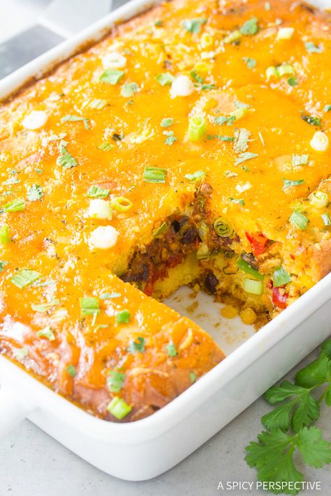 Best Fiesta Stuffed Cornbread Casserole Recipe Mexican Stuffed Cornbread, Fiesta Cornbread, Stuffed Cornbread, February Meals, Taco Cornbread Casserole, Mexican Cornbread Recipe, Mexican Cornbread Casserole, Fiesta Food, Cornbread Casserole Recipe