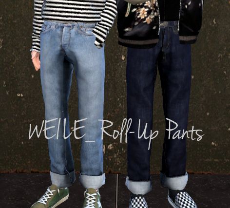 [Weile] Roll-Up Pants _Male ver. ●Clothing Bottom ●New MESH ●For Male(teen~elder) ●10 Swatches ●Custom Thumbnail ●HQ mod compatible ●Do not modify or re-upload Mesh without my permission. Hope you... Sims 4 Cc Bottoms Male, Sims 4 Cc Clothes Pants Male, Sims 4 Male Bottoms, Sims 4 Cc Grunge Clothing Male, Sims 4 Teen Boy Cc, Boy Sims 4 Cc Clothes, Sims 4 Male Pants Cc, Sims4 Cc Male Pants, Sims 4 Pants Male