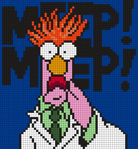 Muppet Pixel Art, Muppets Perler Beads, Muppets Pixel Art, Kandi Cuffs, Disney Cross Stitch Patterns, Square Grid, Fuse Bead Patterns, Kandi Cuff, Pony Bead Patterns