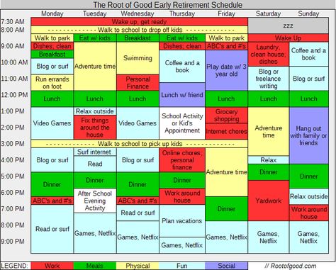 “But what will you do all day?” they ask when they hear you are going to retire early. “I could never retire, I would get so bored” they proclaim. Thank goodness there are… Picture Schedule, Work Calendar, Retirement Advice, Deep Focus, So Bored, Walk To School, Retire Early, I Wait, Time Blocking