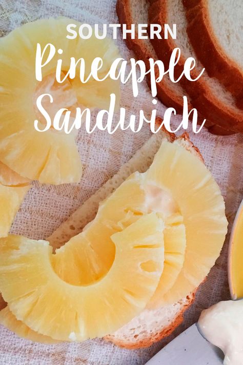 The South's Most Beloved Sandwich Starts With a Can of Pineapple Rings | "If you’ve not enjoyed a pineapple sandwich in a while, it’s time for another. If you’ve never had one before, give one a go, despite any misgivings." #lunchrecipes #lunchinspo #lunchinspiration #lunchideas Pineapple Ham Sandwich, Pineapple Tea Sandwiches, Ham And Pineapple Sandwich, Pineapple Sandwiches Cream Cheese, Pineapple Sandwiches, Sandwich Spread Recipes, Yummy Sandwiches, Mayo Sandwich, Banana Sandwich