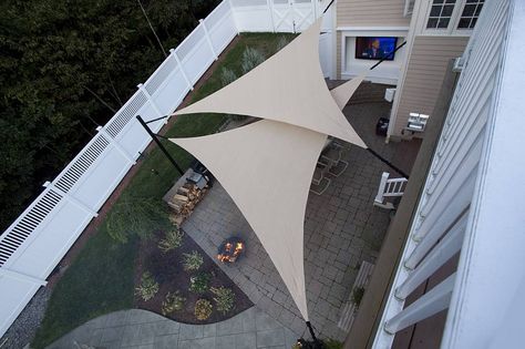 Shade Sails | Sun Shades... These are so cool. Garden Sail, Deck Shade, Backyard Shade, Metal Pergola, Shade Sails, Pergola Design, Sun Sail Shade, Patio Shade, Pergola Plans