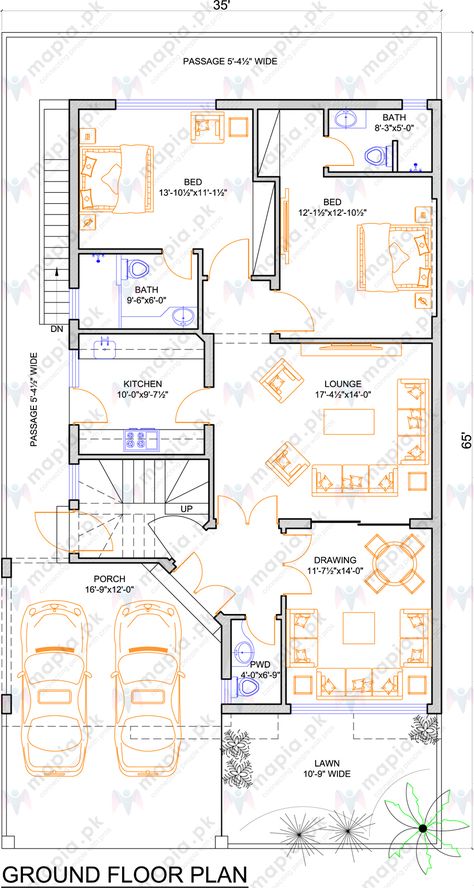 1200sq Ft House Plans, 10 Marla House Plan, Home Map Design, 30x50 House Plans, 20x40 House Plans, 2bhk House Plan, Three Bedroom House Plan, Bungalow Floor Plans, Little House Plans