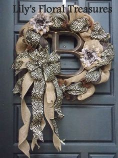 Burlap on Pinterest | 678 Pins Wreath With Letter, Wreath With Initial, Diy Christmas Wreath, Initial Wreath, Burlap Projects, Pretty Wreath, Burlap Crafts, Wreaths And Garlands, Printed Ribbon