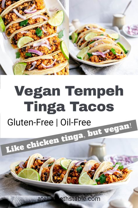 Gluten Free Vegan Pasta, Tinga Tacos, Salt Free Recipes, Vegan Tempeh, Chicken Tinga, Plant Based Recipes Dinner, Tempeh Recipes, Plant Based Dinner, Sugar Free Vegan