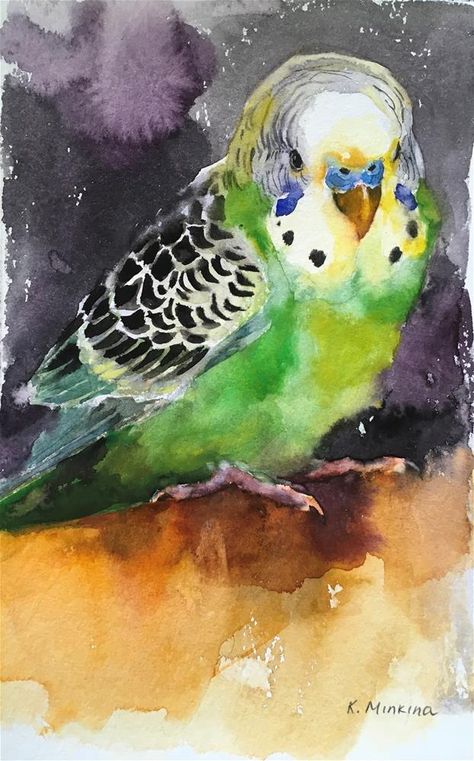 Original Fine Art By © Katya Minkina in the DailyPaintworks.com Fine Art Gallery Katya Minkina, Bird Watercolor Paintings, Watercolor Paintings Easy, Lukisan Cat Air, Art Et Illustration, Easy Watercolor, Beginner Painting, Bird Drawings, Pretty Birds