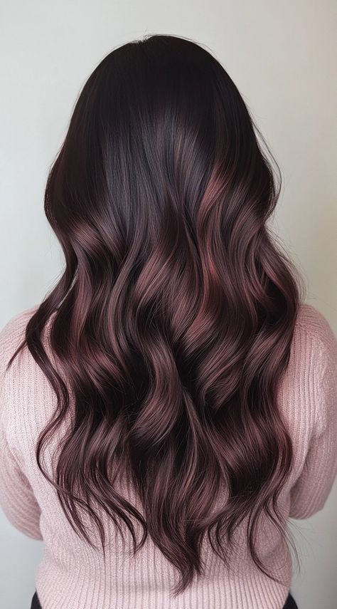 24 Winter Balayage Ideas for Brunettes: Subtle and Bold Hairstyles for a Fresh Winter Glow | LooksNiceOnMe Dark Brown Winter Hair Color, Winter Brown Hair Color Brunettes, Winter Bayalage Brown Hair Dark, Cherry Brown Balayage, Winter Balayage Brunettes, Winter Brunette Hair, Winter Brunette Hair Color, Warm Brunette Hair, Winter Hair Colors For Brunettes