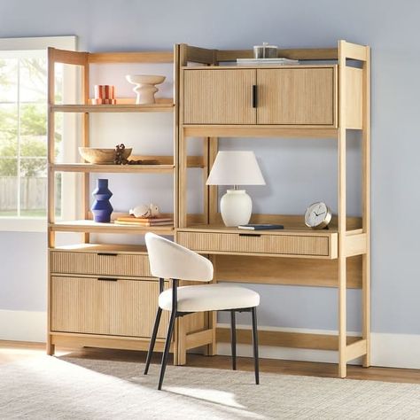 Middlebrook Hutch Desk with Wide Bookcase - On Sale - Bed Bath & Beyond - 40771413 Transitional Desk, Hutch Desk, Wide Bookshelf, Coastal Oak, Transitional Coastal, Wide Bookcase, Desk Dimensions, Furniture Storage Cabinets, Desk Hutch