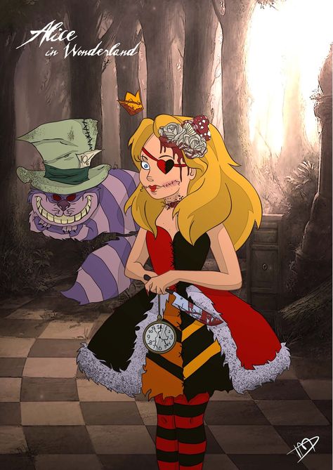 Twisted Disney - A dark side of beloved Disney Princesses - Alice Creepy Disney, Twisted Princesses, Emo Disney, Evvi Art, Twisted Disney Princesses, Disney Punk, Disney Horror, Disney Character Art, Evil Disney