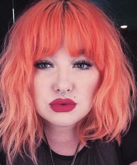 Orange dyed hair color @arcticfoxhaircolor Coral Hair Color, Pink And Orange Hair, Cheveux Oranges, Coral Hair, Hair Orange, Arctic Fox Hair Color, Peach Hair, Boring Hair, Hair Color Pastel