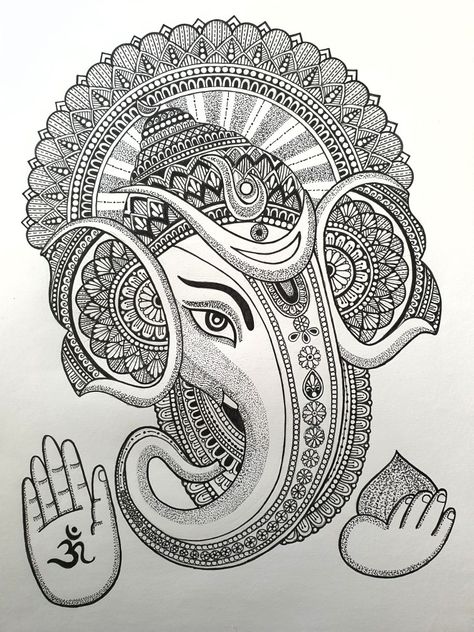 Ganapathi Mandala Art, Ganesh Zentangle Art, Ganeshji Mandala Art, Sivan Parvathi Pencil Drawing, Ganesha Zentangle Art, Ganpati Mandala Art Easy, Ganapati Mandala Art, Mandala Ganesha Art, Ganesha Drawing Mandala