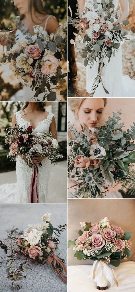 Rose And Sage Wedding, Sage Wedding Colors, Dusty Rose Wedding Colors, Sage Green Wedding Colors, Green Wedding Bouquet, Wedding Flower Guide, Wedding Color Combos, Sage Green Bridesmaid Dress, Wedding Color Ideas