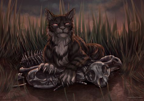 Pile Of Bones, Warrior Cats Series, Creepy Cat, Darkest Hour, Warrior Cats Fan Art, Scary Animals, Warrior Cat Drawings, Warrior Cats Art, Cat Stories