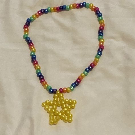 Kandi Necklaces, Kandi Tutorial, Kandi Star, Adventure Time Birthday Party, Pines Aesthetic, Adventure Time Birthday, Kandi Necklace, Bracelet Stuff, Kandi Inspo